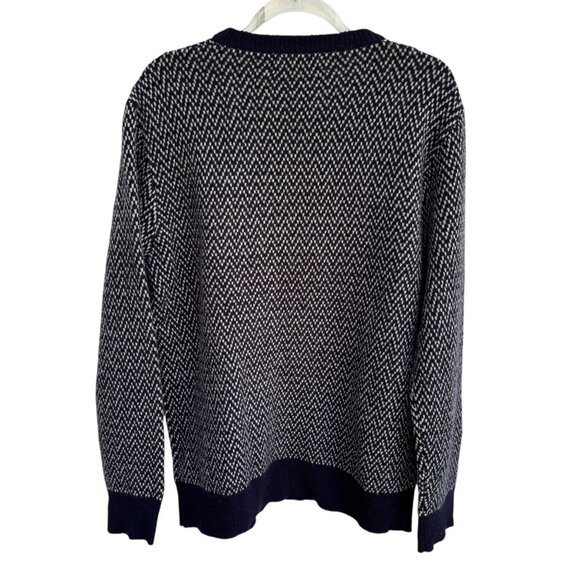 J Crew Men's Navy White Lambswool Sweater Size Large. - Picture 3 of 11